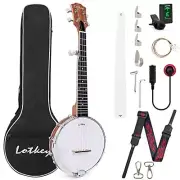 Banjo 5-String MINI Banjo, Lotkey Tenor Banjo Closed Sapele Back Banjo for Pr...