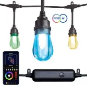 12-Light Outdoor 27.42 ft. Smart Plug-in Edison Bulb LED String Light with RGBW