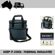 Karlstert Premium Thermal Insulated Padded 3 Bottle/Drink Carrier/Bag, Blue
