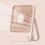 JISULIFE Desk Fan Battery Operated Small, 180° Foldable Portable Fan, 4 Speeds Adjustable Ultra Quiet for Home Office Travel Outdoor-Pink