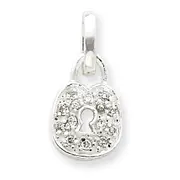 Sterling Silver Cz Lock Pendant