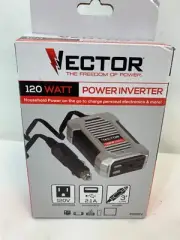 NEW VECTOR 120 Watt Power Inverter, 12V DC, 120V AC, Dual USB Charging Ports