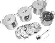 4PCS Stainless Steel Soup Pot Set, with 8 Lids, Stainless Steel Multipurpose Sauce Pot Kitchen Cookware, Versatile Cookware for Boiling, Steaming, and Frying in Your Kitchen