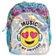 New A22 Girls Music Is My Universe Rainbow Emoji Print Backpack Blue Multi NWT
