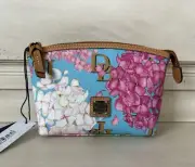 NWT Dooney & Bourke Hydrangea Monogram Cosmetic Case RP $98 Blue Multi