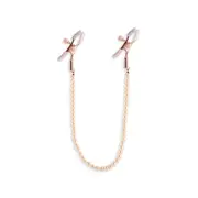 Bound Alligator-Style Nipple Clamps with Pearl Chain