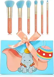 Dumbo Make Up Brushes, Spectrum Makeup Brushes Set Including Concealer Brush, Eyebrow Brush and Face Brush with Soft Synthetic Bristles, 6 Piece Official Disney Makeup Brush Set
