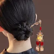 Chinese Wedding Hair Stick Tassel Vintage Lantern with Faux Pearl