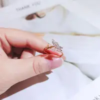在飛比找Yahoo!奇摩拍賣優惠-現貨：糊糊韓式開放式蝴蝶結戒指可愛時尚可調式戒指