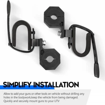ATV UTV Gun & Bow Rack Gun Holder Tool Mount Rack Fits 1.75”- 2” Roll Bars