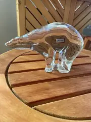 Vintage Baccarat Crystal Polar Bear 1980's Blown Glass Sculpture - MINT!