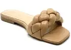 Soda Ball Women Open Square Toe Comfort Fashion Braided Woven Flat Sandals Tan