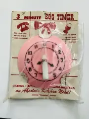 Vintage Pink Novelty Egg Phone Call Timer~Wall Clock Hourglass~3 Minute~NIP