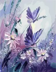 Paint by Numbers for Adults Beginner - Purple Butterfly Flower Lavender 16"x20"