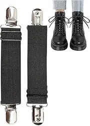 [Generic] Elastic Boot Clips - Trouser Fixing Clips - Boot Straps | Elastic Pant Keeper Fixing Strap Clip | Boots Clamps, Pants Fixiing Clip, Black Elastiic Band Suitable For Men Women, 20cm, Refer to