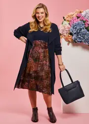 [TS] Taking Shape Burnout Tulip Dress Size 26 in Dark Indigo / Print, Viscose - Plus Size Women's Dresses Dark Indigo / Print
