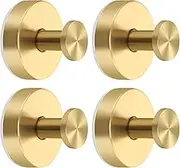 IODOO Suction Cup Hooks for Shower Stainless Steel, Towel Hooks for Bathrooms, Shower Hooks for Bathroom, Kitchen, Glass Door, Mirror, Tile, Loofah, Towel, Coat, Bath Robe, Brushed Gold 4 Pack