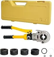 ALPEN OUTDOOR Hydraulic Pipe Crimper Plier Set Tube Plumbing Tool with Crimping Dies for Stainless Steel Fittings-Size M15 M18 M22 M28 Included (Stainless Steel Pipe)