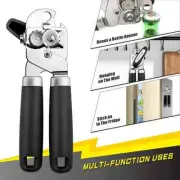 Stainless Steel Manual Heavy Duty Can Opener 3-in-1 Bottle Opener Black