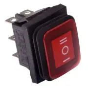 Red Illuminated On-Off-On Waterproof Rocker Switch 20A DPDT IP67