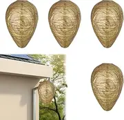 4-Pack Realistic Wasp Nest Decoys, 22x28cm Eco-Friendly Hanging Deterrent for Outdoor Pest Control (Patio, Garden, Deck Protection)
