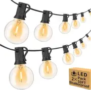 100ft Outdoor String Lights 100FT(50*2), Black Wire