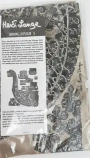 Heidi Lange Design Cotton Batik Fabric with Viking Scene 23.5" x 28.75"