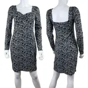 Boden Womens Size 4 Black Sweatheart Jersey Floral Swirl Sprig Mini NEW Dress