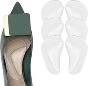 Xolixorium 3 Pairs Arch Support Shoe Insoles - Gel Orthotic Inserts for Flat Feet & Plantar Fasciitis Pain Relief, Non-Slip Adhesive Design for Daily Use, Sports & Work (White, One Size)