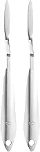 uxcell 2pcs Palette Knife Painting Tool 7.68" 304 Stainless Steel Fine Spatula Painting Pallet Knives with Hole Design for Acrylic Canvas, Silver