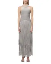 Herve Leger Kennedy Metallic Fringe Gown