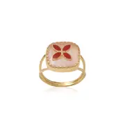 Avril Ring in Sterling Silver with Rose Quartz & Red Finish - Shiny Jewellery in Australia