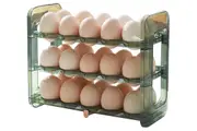 Egg Holder for Refrigerator 3-Layer Flip Fridge Egg Tray Container-Green