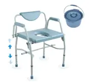 VEVOR Commode Chair, Bedside Commode with Drop-Down Arms and Detachable Backrest