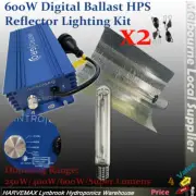 2x Hydroponics 600W HPS Grow Light Kit Digital Ballast Wing Shade Lighting kit