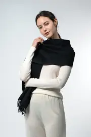 Merinosnug Australian-Made Extra Fine Alpaca Wool Large Scarf – 90% Merino, 10% Alpaca, Black