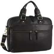 Pierre Cardin Multi-Compartment Leather Computer Bag in Black
