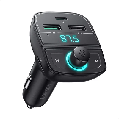 UGREEN Car Bluetooth Adapter - Bluetooth FM Transmitter for Car PD/QC 3.0 Car...