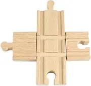 Wooden Railway Train Tracks, Wooden Train Track Cross Tracks Rail Station Accessory for Children Adult