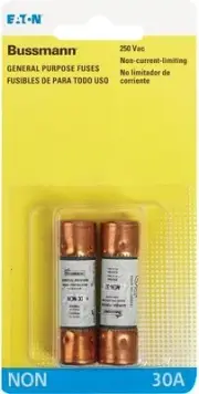 Bussman BP/NON-30 30 Amp 250 Volt Fast Acting Cartridge Fuses 2 Count