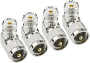 UHF Male PL-259 To Female SO-239 Shape Right Angle 90 Degree RF Coax Coaxial Of