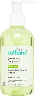 mCaffeine Green Tea Body Wash with AHA for Dark Spots, Pigmentation & Deep Cleansing | Smoothens Rough & Bumpy Skin & Gently exfoliates | Daily Use Shower Gel for Men and Women- 200ml