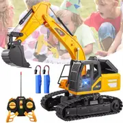 Remote Control Digger Toy RC Excavator Construction Vehicle for Kids with Realistic Functions
