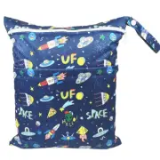 []Wet Dry Bag with Two Zippered for Baby Diapers Nappies Waterproof Reusable 36C