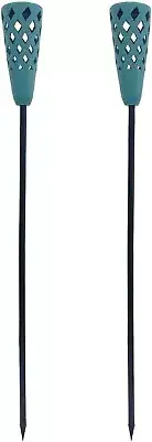 Crosslight Porcelain Torch Solar Powered Pathway Lights 2-Pack for Outdoor 1yr
