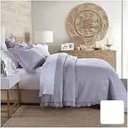 Quilt Set Queen Size - 3 Piece Embossing Cotton Bedspread Reversible Coverlet Lightweight Bedcover Plant Flowers Pattern Bedding Set All Season Quilts (Color : Gray, Size : 230x250cm-50x70cm x2)