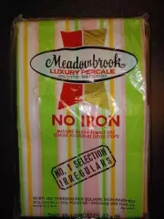 VTG 2 Meadowbrook Luxury Percale Irregular Pillowcases No Iron USA 42 X 36 NOS