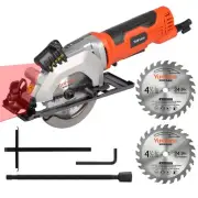 4Amp 3500RPM Mini Circular Saw with Laser Guide, Vacuum Adapter, Blade Wrench...
