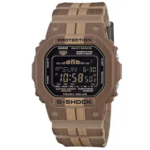 【CASIO】G-SHOCK 復古木製條紋高技能電波錶-棕色X淺棕色(GWX-5600WB-5)正版宏崑公司貨