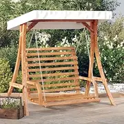 Generic Swing Bench with Canopy Solid Wood Spruce with Teak Finish